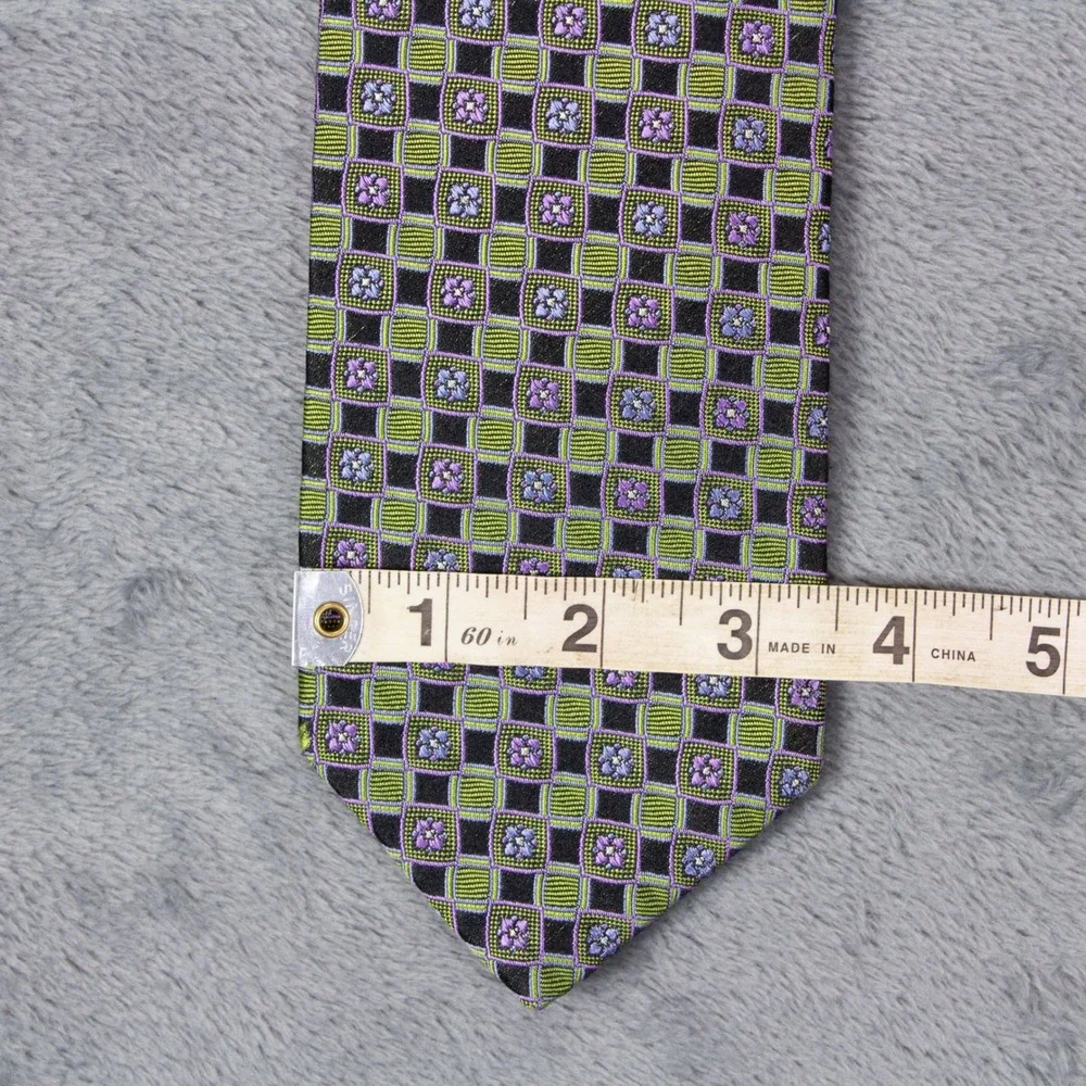 Robert Talbott‎ Best of Class Mens Silk Tie Green Purple Geometric Floral